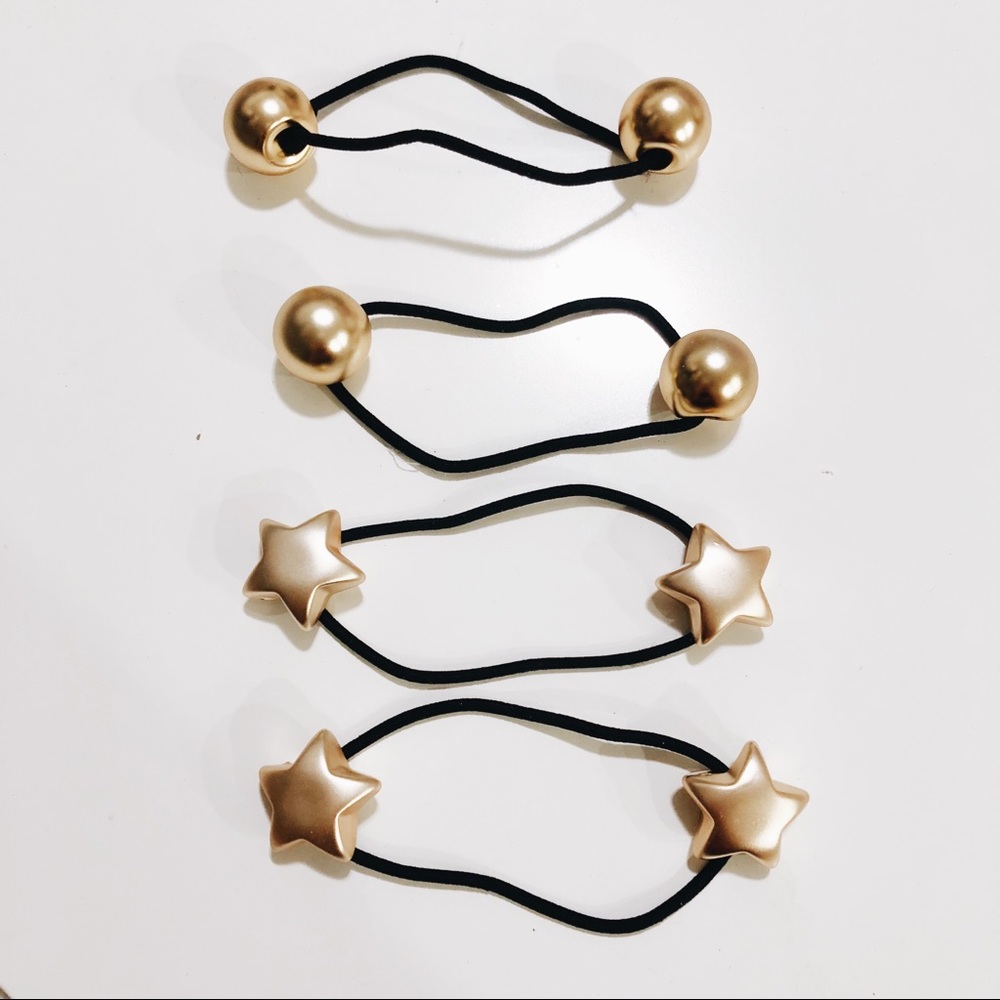 Hair tie bundle! 4pcs total! (2 balls, 2 stars)